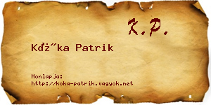 Kóka Patrik névjegykártya